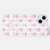 Rosa Kokettenbögen Gestreift Monogrammiert Case-Mate iPhone Hülle (Rückseite (Horizontal))