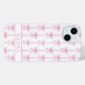 Rosa Kokettenbögen Gestreifte Monogrammierte Case-Mate iPhone Hülle (Rückseite (Horizontal))