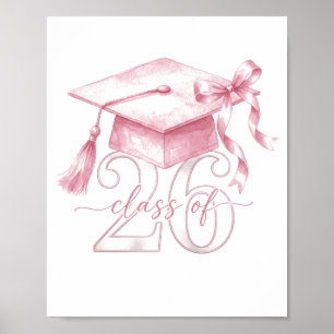 Rosa Kokettenschleife Abschlussklasse 2026 Senior  Poster