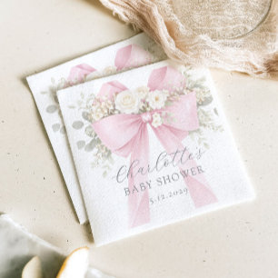 Rosa Kokettenschleife Florales Baby in Blüte Baby Serviette