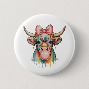 Rosa Kokettenschleife Highland-Kuh Bubblegum Button