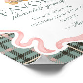 Rosa Koketter Bär Plaid Party Favors Schild (Ecke)