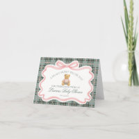 Rosa Koketterie-Bogen-Bär-Baby-Dankeschön-Karte