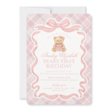 Rosa Koketterie-Bogen-Bär Beary Erster Geburtstag