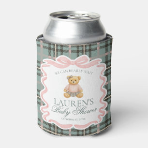 Rosa Koketterie-Bogen-Bär-Tartan-Baby-Shower-Mitge Dosenkühler
