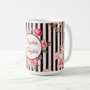 Rosa Koketterie-Schleife Vintage-Rosen Schwarze St Kaffeetasse