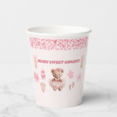 ROSA KONFETTI 240 ML BÄRCHEN MÄDCHEN BABY SHOWER PAPPBECHER (Rückseite)