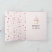 Rosa Konfetti-Cupcake-Schleife Geburtstag Karte (Innenseite)