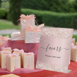 Rosa Konfetti Gastgeschenk Sockelschild
