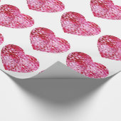Rosa Konfetti-Herzen Geschenkpapier (Ecke)