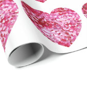 Rosa Konfetti-Herzen Geschenkpapier (Rolleneckpunkt)