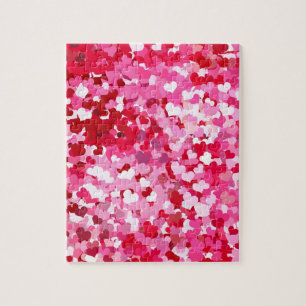 Rosa Konfetti-Herzen Puzzle