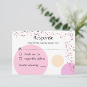 Rosa Konfetti-Kreise Hochzeit RSVP Karte (Stehend Vorderseite)
