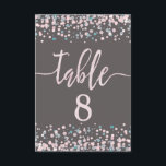 Rosa Konfetti-Tischnummer Sitzkarte Einladung<br><div class="desc">Blush Pink Watercolor Confetti Dots Hochzeitssitzkarten mit farbeditierbarem Hintergrund für die Tischnummer. Und trendy Pinsel Skript Schriftart! ~ Ändern Sie einfach die Hintergrundfarbe, klicken Sie einfach auf "Anpassen" Scrollen Sie durch den Text und Bilder, bis Sie den Hintergrund Farbe Bereich sehen, und wählen Sie Ihre benutzerdefinierte Farbe. Klicken Sie auf...</div>