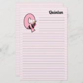 Rosa Königin Bee Mongram Letter Q Linken Briefpapier (Vorne/Hinten)