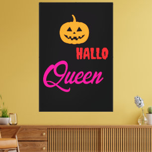Rosa Königin-Typografie-Halloween-Kunstwerk mit Ha Leinwanddruck