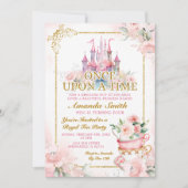 Rosa Königliche Burg Princess Tee Party 4. Geburts Einladung (Vorderseite)