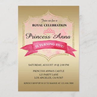 Rosa königliche Geburtstag Party Einladung