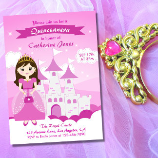 Rosa Königliche Prinzessin Burg Burg Einladung