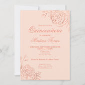 Rosa Kontur Blume Einladung (Vorderseite)