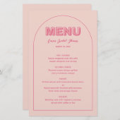Rosa Kontur Fett Brautparty-Menükarte Typ (Vorne/Hinten)