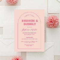 Rosa Kontur Fett Brunch & Bubbly Einladung