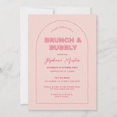 Rosa Kontur Fett Brunch & Bubbly Einladung (Vorderseite)