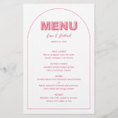 Rosa Kontur Fettformatierte Menükarte Typ Hochzeit (Vorderseite)