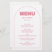Rosa Kontur Fettformatierte Menükarte Typ Hochzeit (Vorne/Hinten)