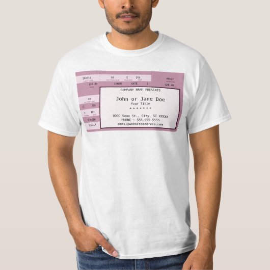 rosa Konzertkarte T-Shirt (Vorderseite)