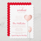 Rosa Kopfballon Babydusche Einladung (Vorne/Hinten)