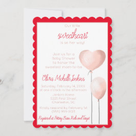 Rosa Kopfballon Babydusche Einladung