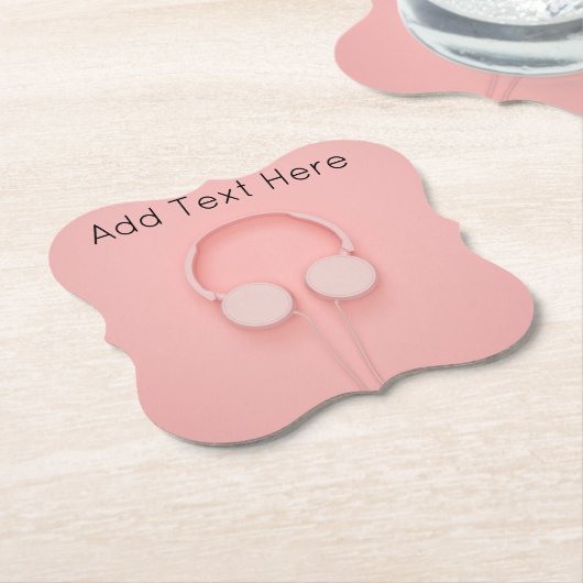 Rosa Kopfhörer mit Kabel Untersetzer (angewinkelt)