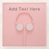 Rosa Kopfhörer mit Wickel Glasuntersetzer (Vorderseite)