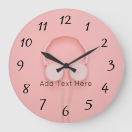 Rosa Kopfhörer mit Wickel Große Wanduhr