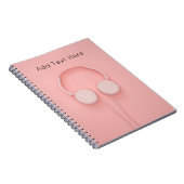 Rosa Kopfhörer mit Wickel Notizblock (Rechte Seite)