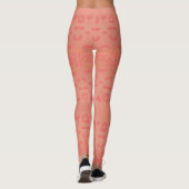 Rosa Koralle Gemustert Damen Leggings (Rückseite)