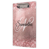 Rosa Koralle Glitzer Extravagant Monogramm Rose Go Klemmbrett (Links)