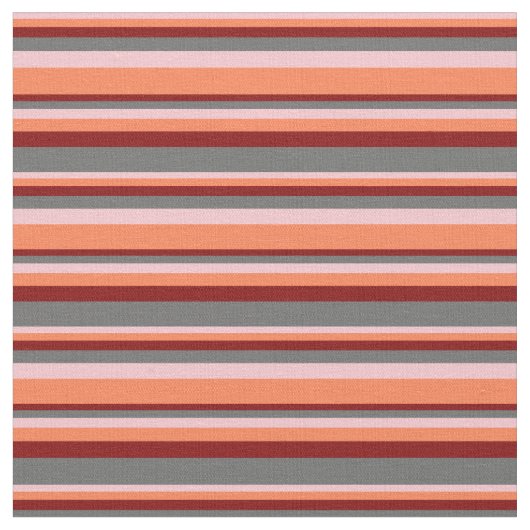 Rosa, Koralle, Maron & Dim Gray Lines Muster Stoff (Nahaufnahme)