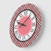 Rosa Koralle, Schwarz und Weiß Kariert Große Wanduhr (Winkel)