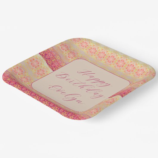 Rosa Koralle und Aprikose Pappteller (Gewinkelt)