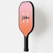 Rosa Koralle und Orange Ombre Monogram Pickleball Schläger (Links)