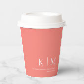 Rosa Koralle und Weiß- Pappbecher (Vorderseite)