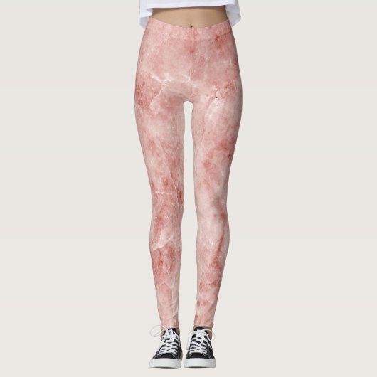 Rosa Koralle und weißer Marmor Leggings (Vorderseite)