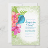 Rosa, Korallen, Aquamarine Hochzeitsfeier in Trope Einladung (Vorderseite)