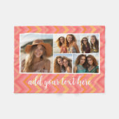 Rosa Korallen-Chevron-Mod-Text-Fotocollage Fleecedecke (Vorderseite (Horizontal))