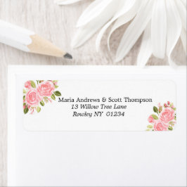 Rosa Korallen Floral Gold Rücksendeadresse Etikett
