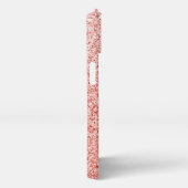 Rosa Korallen hellpastellfarbene Glitzern Monogram iPhone Hülle (Rechte Seite)