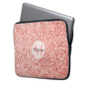 Rosa Korallen hellpastellfarbene Glitzern Monogram Laptopschutzhülle (Vorderseite Links)