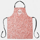 Rosa Korallen hellpastellfarbene Glitzern Monogram Schürze (Vorderseite)